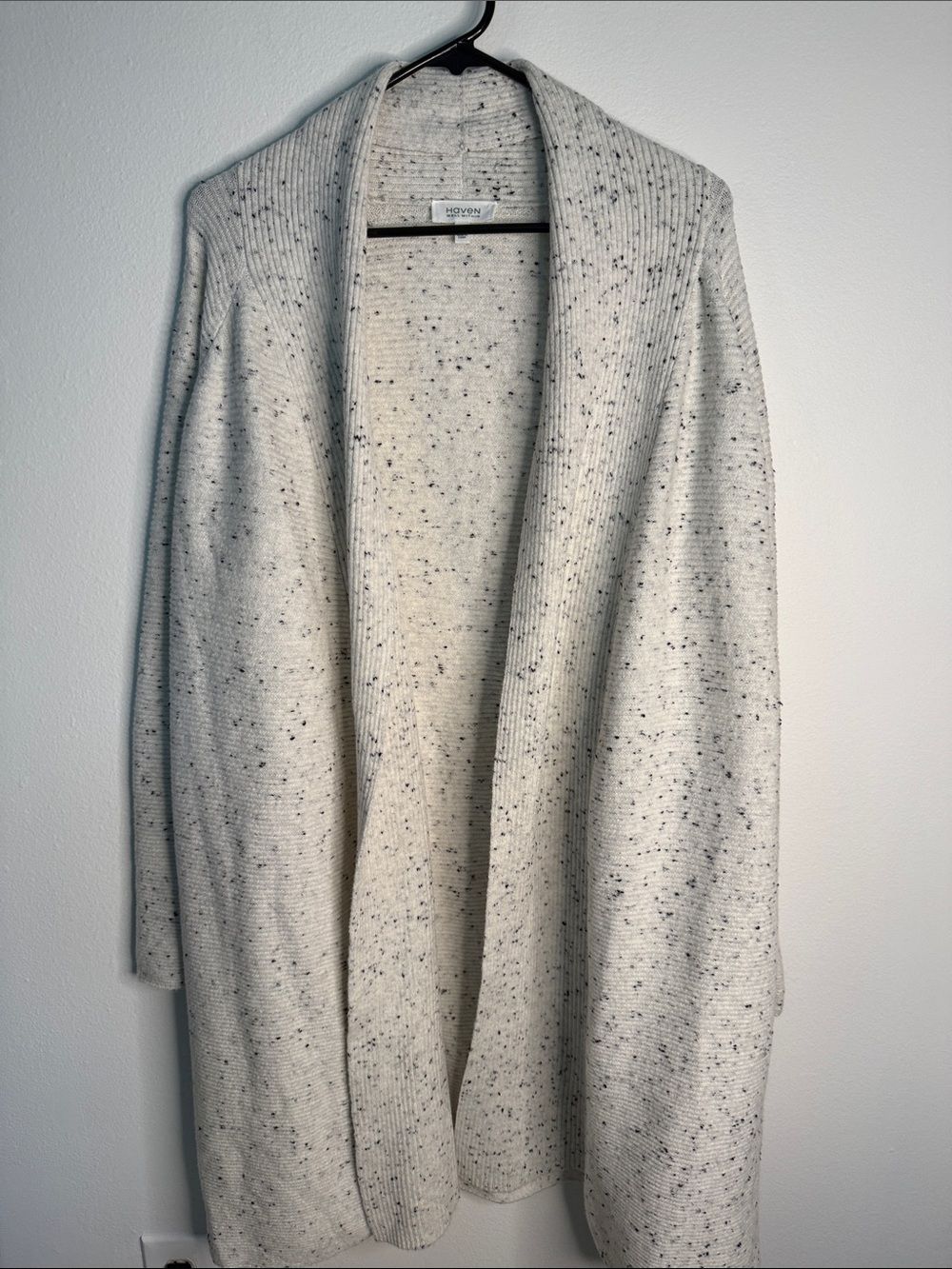 Haven Well Within Donegal Duster Cardigan Sweater XL Black White NWOT